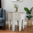 Naomi MOP Inlay Octagonal Large Side Table Beige