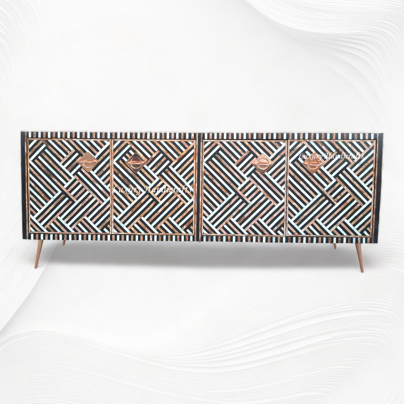 Bone Inlay Media Console | Bone Inlay TV Unit – Luxury Handicraft