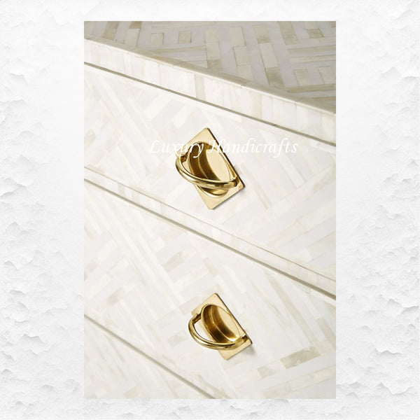Bone Inlay Optical Chest 6 Drawers White