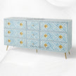 Optical Bone Inlay 9 Drawer Chest Blue 2