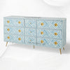 Optical Bone Inlay 9 Drawer Chest Blue 2