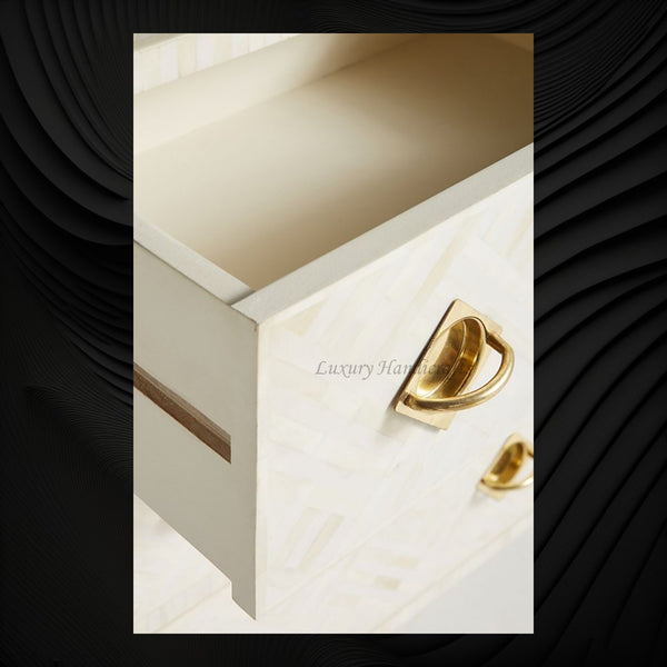 Optical Bone Inlay 9 Drawer Chest White