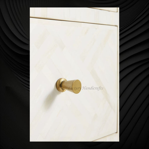 Optical Bone Inlay 9 Drawer Chest White