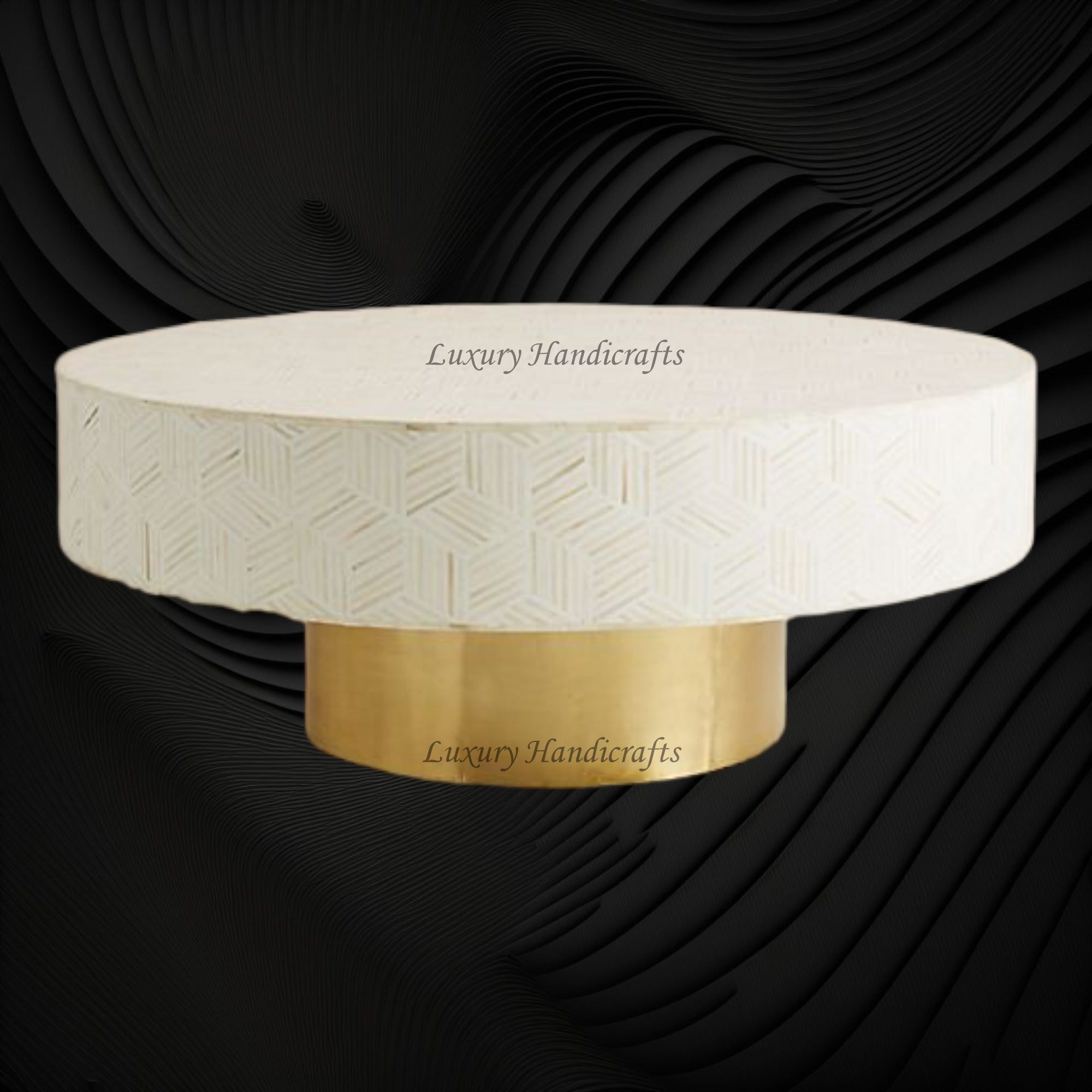 Optical Bone Inlay Coffee Table White – luxuryhandicrafts