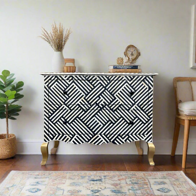 Optical Estelle Bone Inlay 2 Drawer Chest Black 7