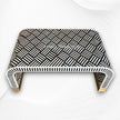 Optical Waterfall Bone Inlay Coffee Table Black Brass Base 2
