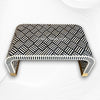 Optical Waterfall Bone Inlay Coffee Table Black Brass Base 2