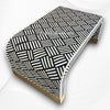 Optical Waterfall Bone Inlay Coffee Table Black Brass Base 5