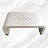 Optical Waterfall Bone Inlay Coffee Table White Brass Base 2