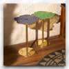 Organic Textured Brass Side Table with Malachite