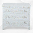Pale Blue Mother Of Pearl Inlay 3 Drawer Chest Floral