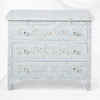 Pale Blue Mother Of Pearl Inlay 3 Drawer Chest Floral