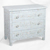 Pale Blue Mother Of Pearl Inlay 3 Drawer Chest Floral 1