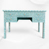 Pastel Turquoise Mother of Pearl Inlay 5 Drawer Desk 6