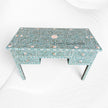 Pastel Turquoise Mother of Pearl Inlay 5 Drawer Desk 5