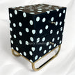 Handcrafted Bone Inlay Nightstand – Black Polka Dot Design with 2 Drawers