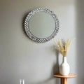 Quatrefoil MOP Inlay Round Mirror Black 1