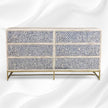 Quatrefoil Colored Bone Inlay Chest of 6 Drawers Blue 4