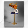 Rose Brass Side Table with Lapis Lazuli Gemstone