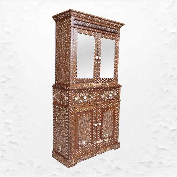  classic cabinet with intricate floral and leaf inlay