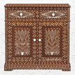 Ross Indian Teak Wood Bone Inlay Cabinet 5