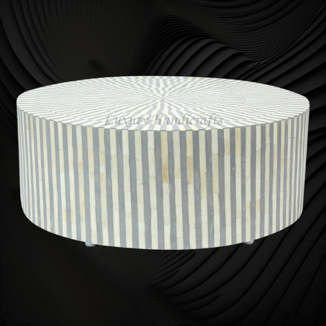 Bone Inlay Illusion Stripe Center Table Grey 1