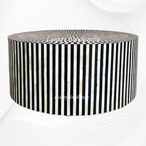 Bone Inlay Illusion Stripe Center Table Black