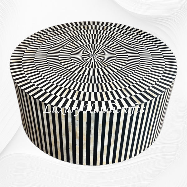 Bone Inlay Illusion Stripe Center Table Black