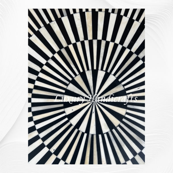 Bone Inlay Illusion Stripe Center Table Black