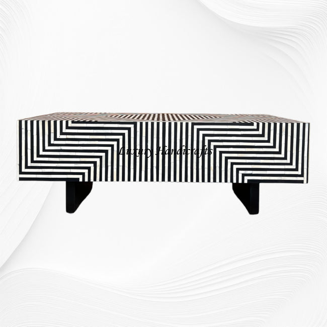 Stripe Bone Inlay Coffee Table Black 1