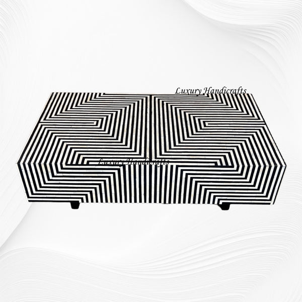 Stripe Bone Inlay Coffee Table Black 3