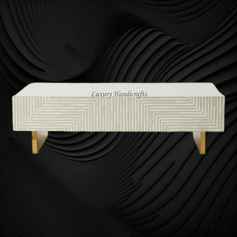 Stripe Bone Inlay Coffee Table Grey
