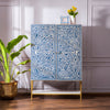 Scroll Vine Bone Inlay Bar Cabinet Blue 1