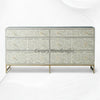 Scroll Vine Bone Inlay 6 Drawer Dresser Grey 1