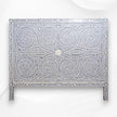 Scroll Vine Bone Inlay Headboard Grey