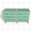 Scroll Vine MOP Inlay 6 Drawer Dresser Green 2