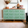 Scroll Vine MOP Inlay 6 Drawer Dresser Green 1