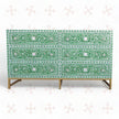 Scroll Vine MOP Inlay 6 Drawer Dresser Green 6