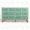 Scroll Vine MOP Inlay 6 Drawer Dresser Green 6