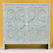 Scroll Vine Bone Inlay Headboard Sage Green