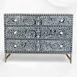 Scroll Vine Bone Inlay Chest of 3 Drawers Black 6