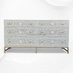 Scroll Vine MOP Inlay 6 Drawer Dresser Dove Grey 5
