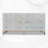 Scroll Vine MOP Inlay 6 Drawer Dresser Dove Grey 5