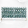 Scroll Vine MOP Inlay 6 Drawer Dresser Teal Green 5