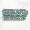 Scroll Vine MOP Inlay 6 Drawer Dresser Teal Green 4