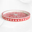 Small Round Bone Inlay Tray Floral Design Red 3