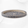 Small Round Bone Inlaid Tray Floral Design Blue 1
