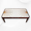 Starburst Marble Brass Inlay Rectangular Coffee Table Walnut Finish 2