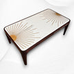 Starburst Marble Brass Inlay Rectangular Coffee Table Walnut Finish 5