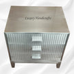 Stripe Silver Metal 3 Drawer Bedside 2